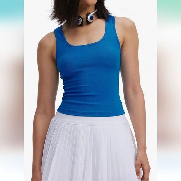NWT Classic Ribbed Blue Tank Top - Picture 2 of 5